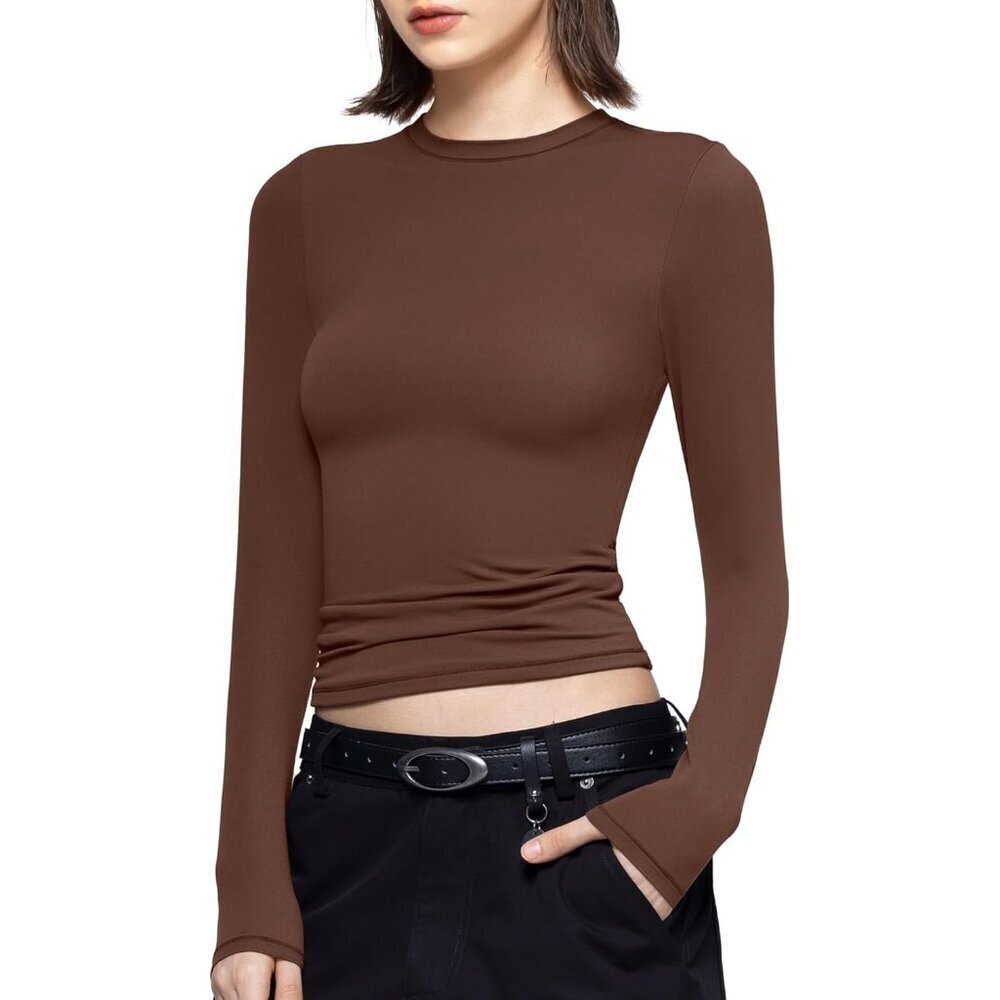 Women's Long Sleeve T Shirt Soft Slim Fit Fall Casual Top Size M